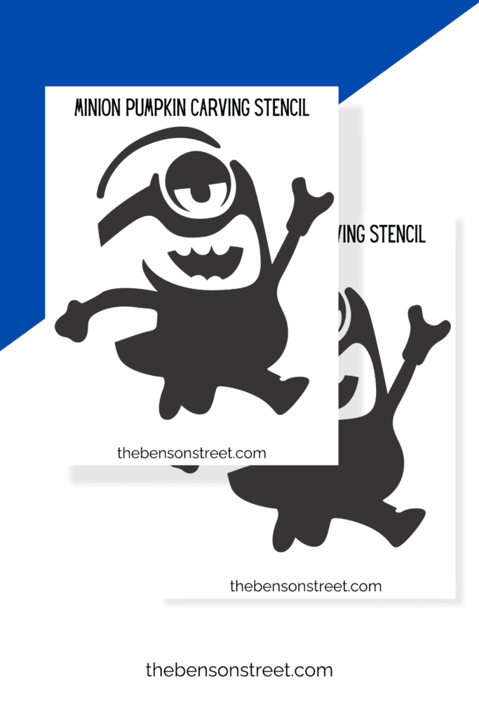 Two pages of printable minion pumpkin carving templates printed out and on top of each other