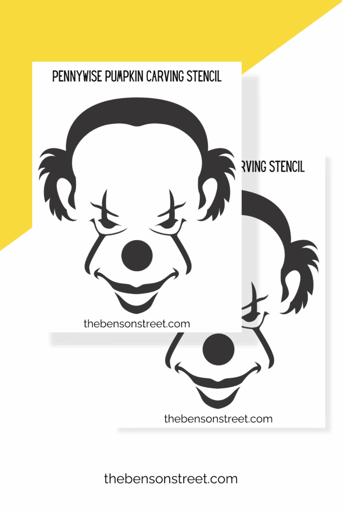 Two printed pages with a simple pennywise pumpkin stencil on them