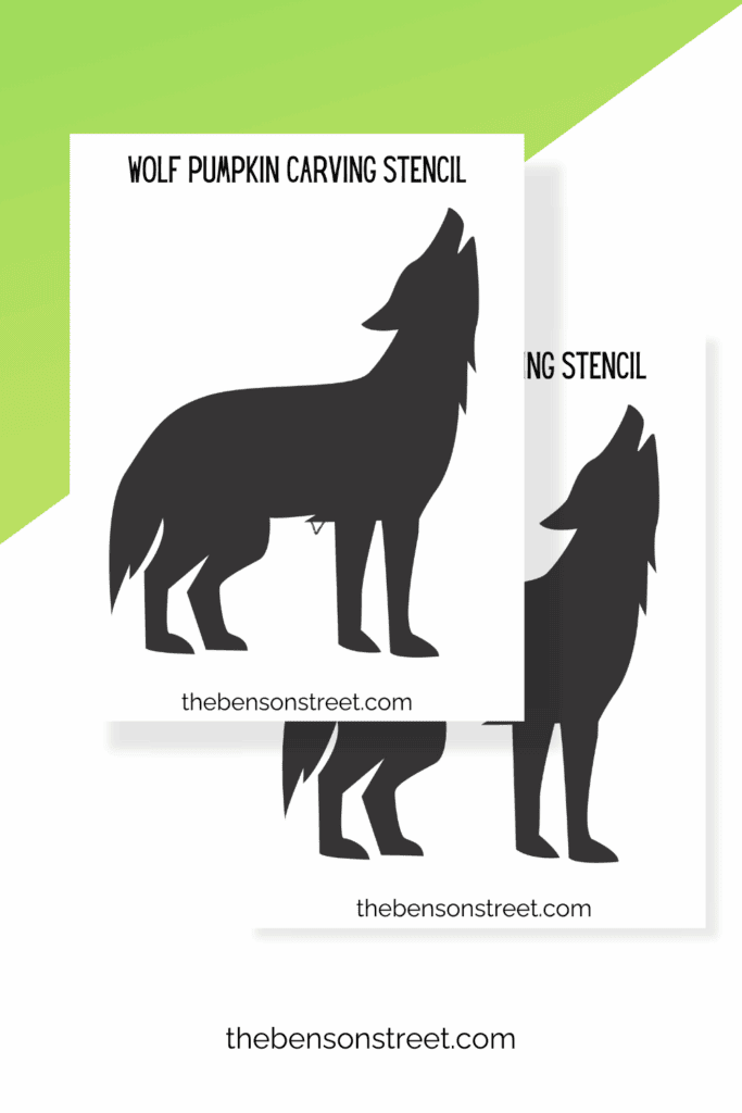Two sheets of a wolf stencil for pumpkin carving