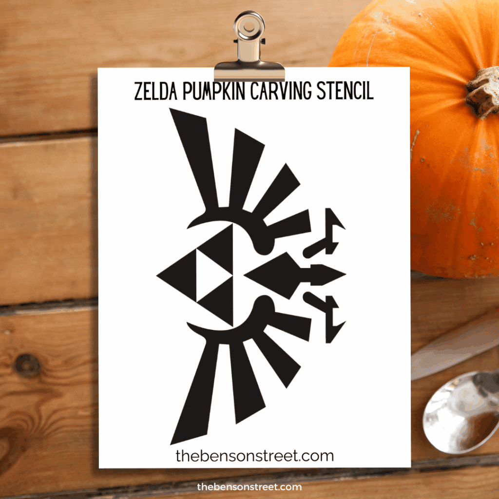 Zelda Pumpkin Carving Stencil template on a clipboard