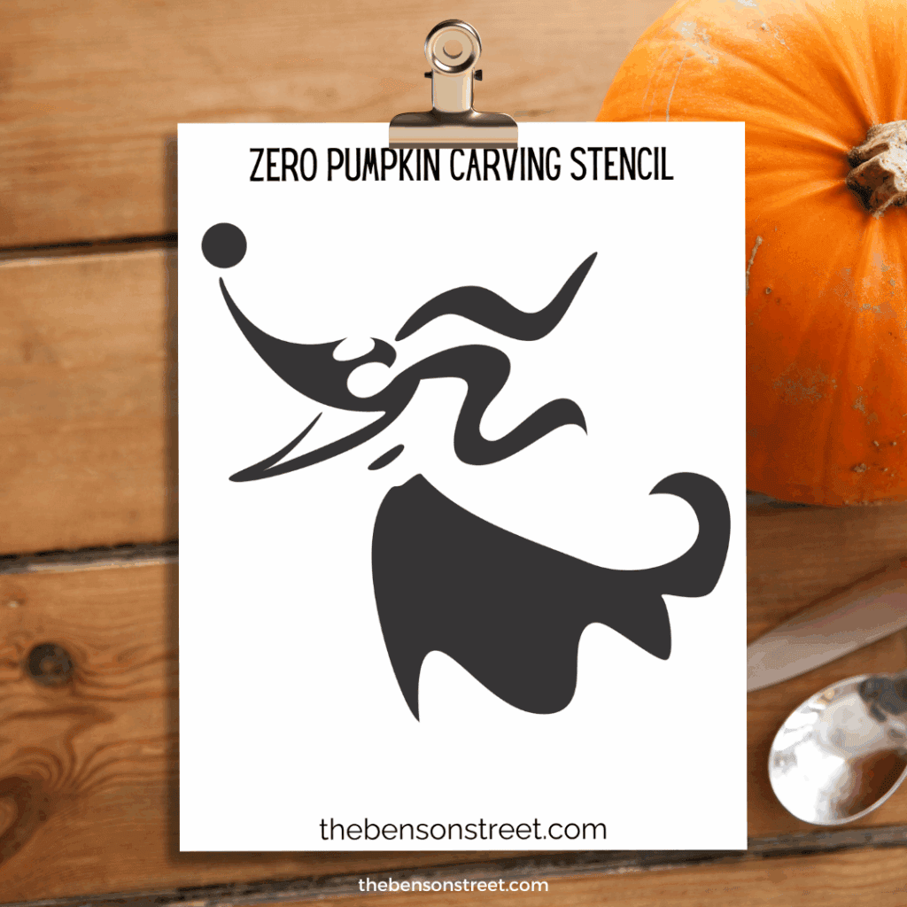 Zero Pumpkin Carving Stencil template on a clipboard