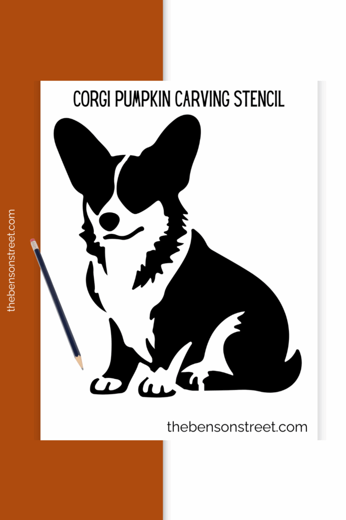 A sheet of paper with a dog printed on it for carving onto a pumpkin 