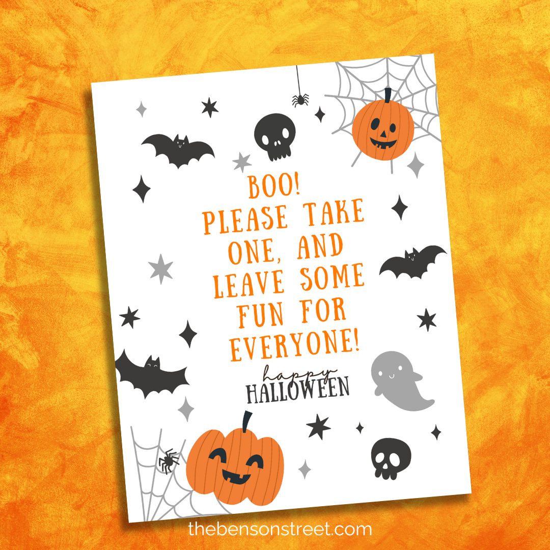 Boo! Please take one sign for Halloween free printable