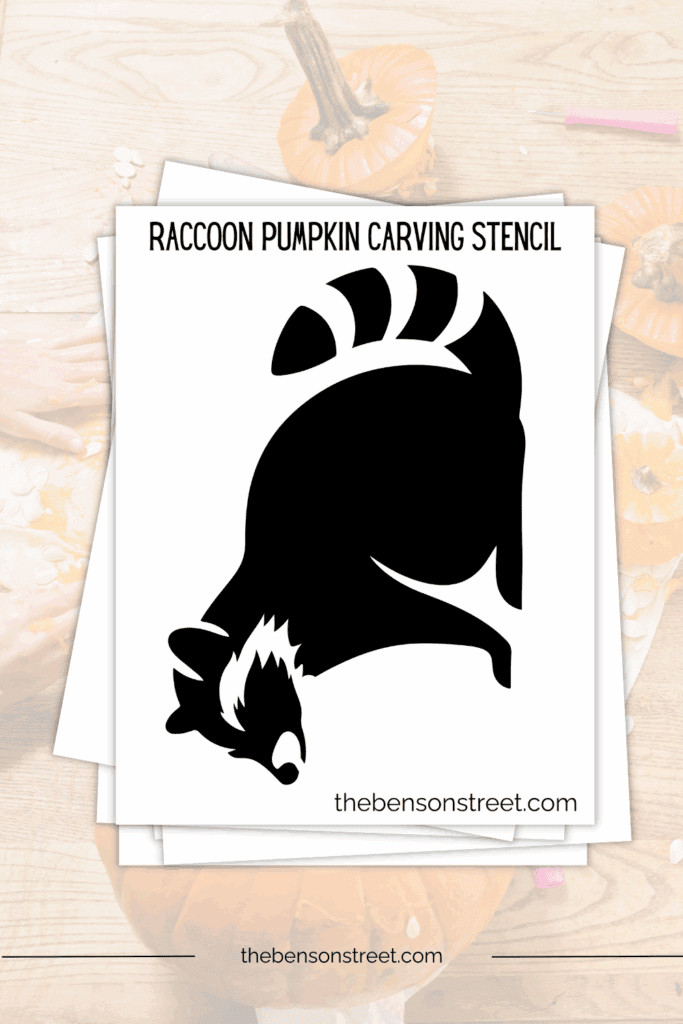 Carve a raccoon on your halloween jack o'lantern with a printable template