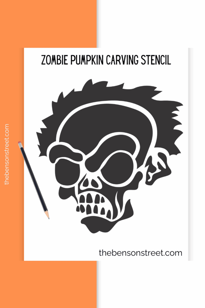 Carve a zombie head using a free printable stencil