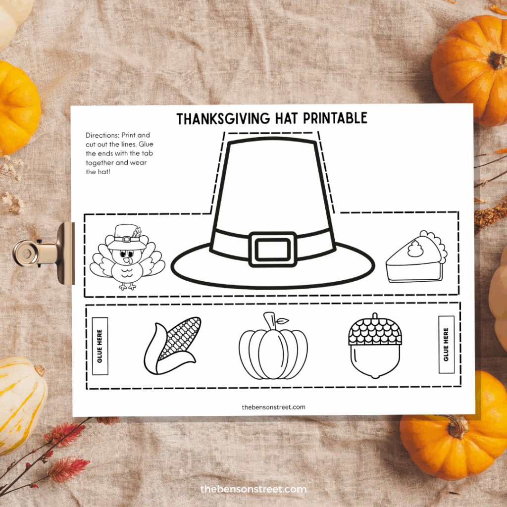 Clip with thanksgiving hat template printable
