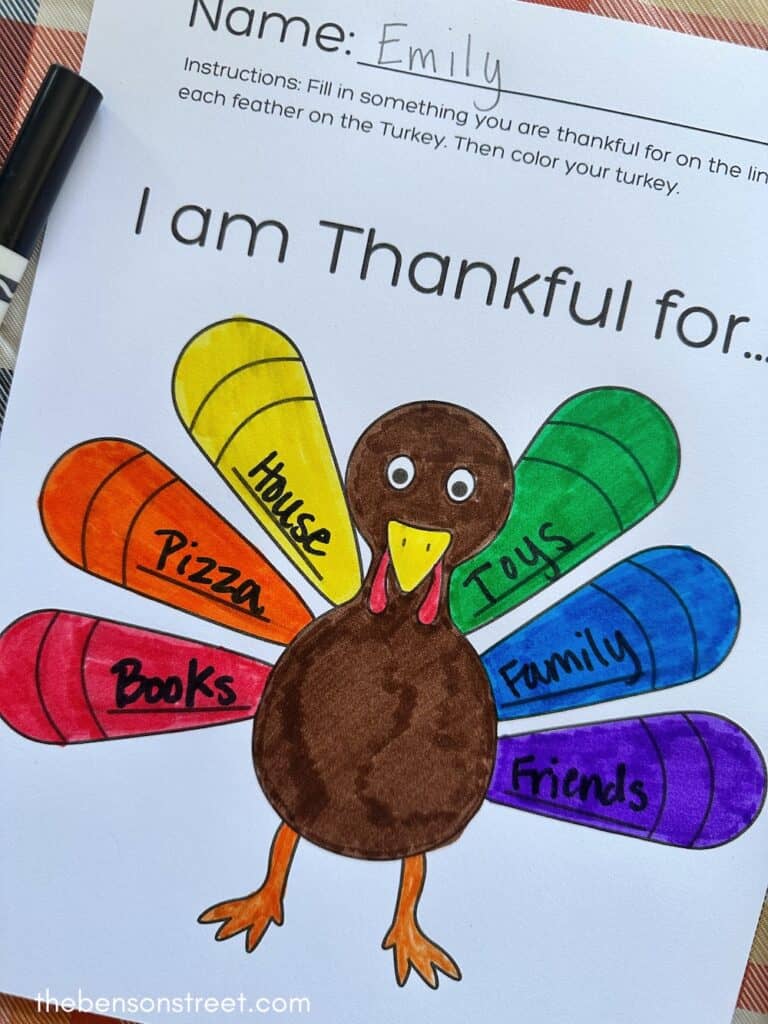 Colored in thanksgiving turkey craft for kids