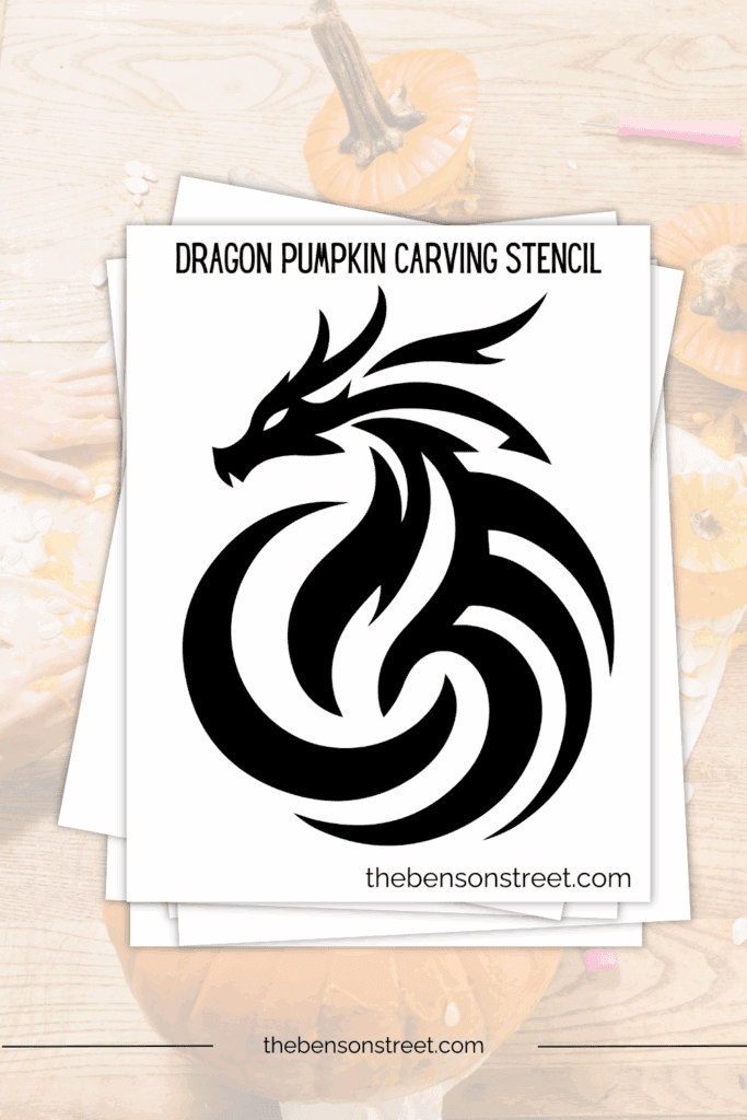 Cool dragon stencil for carving for halloween jack o'lanterns