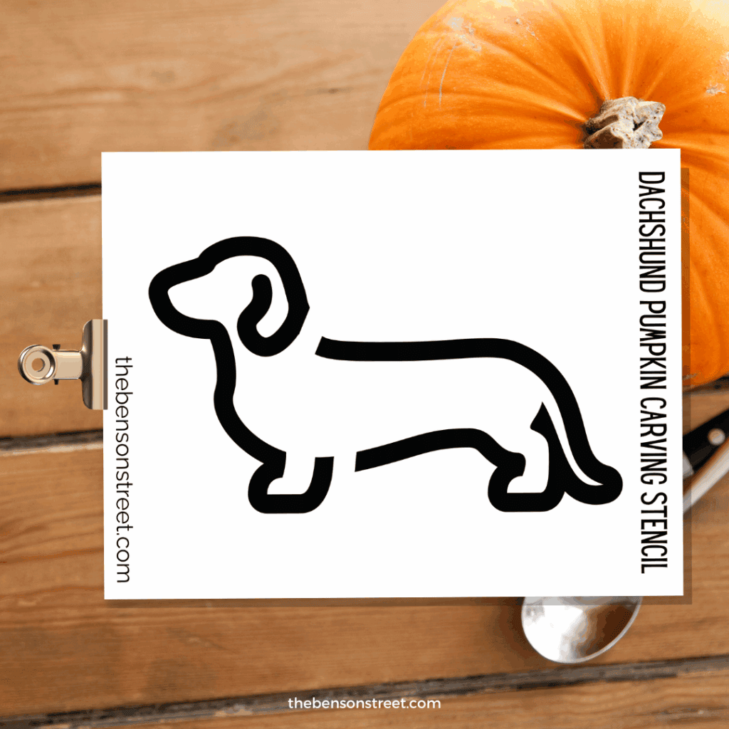 Dachshund Dog Pumpkin Carving Stencil on a clipboard