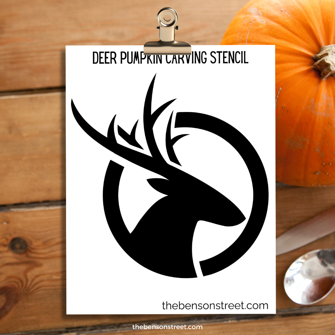 Deer Free Printable pumpkin carving stencil