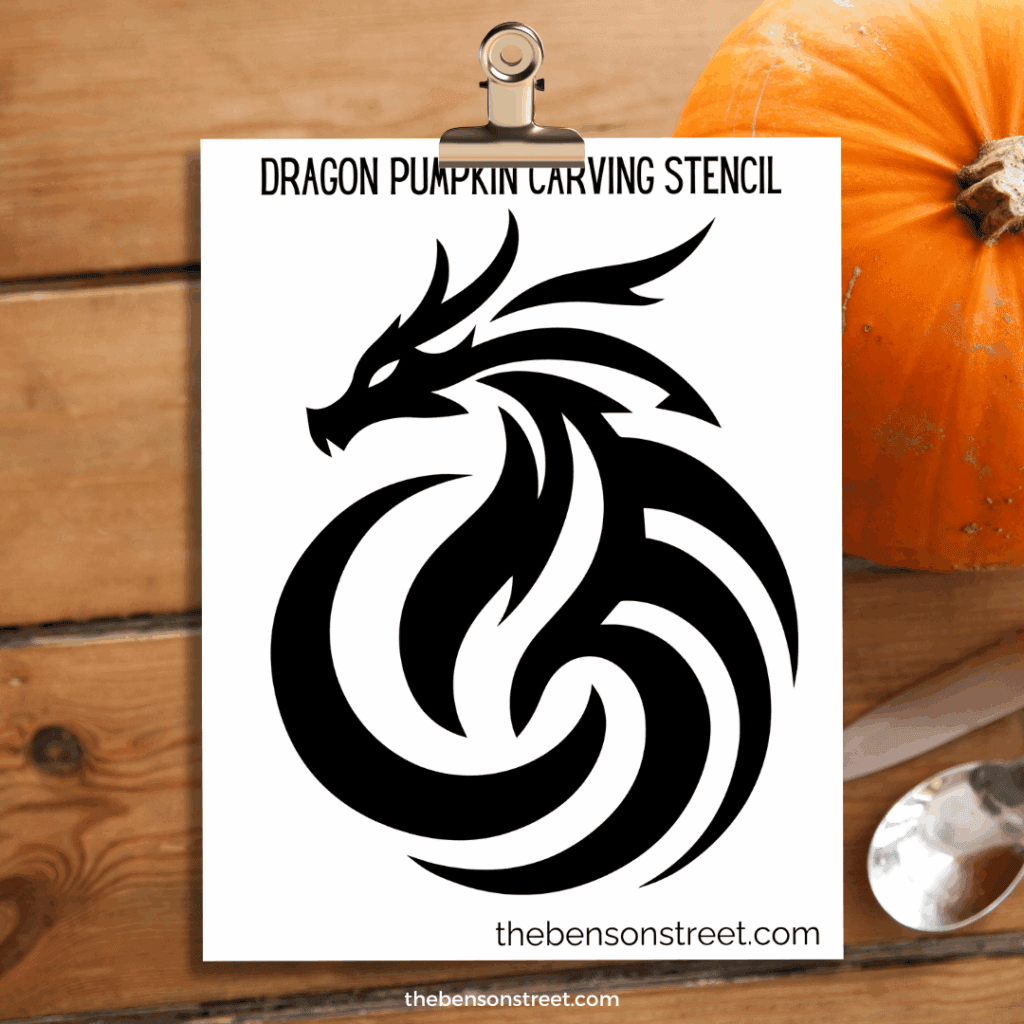 Dragon Free Printable pumpkin carving stencil