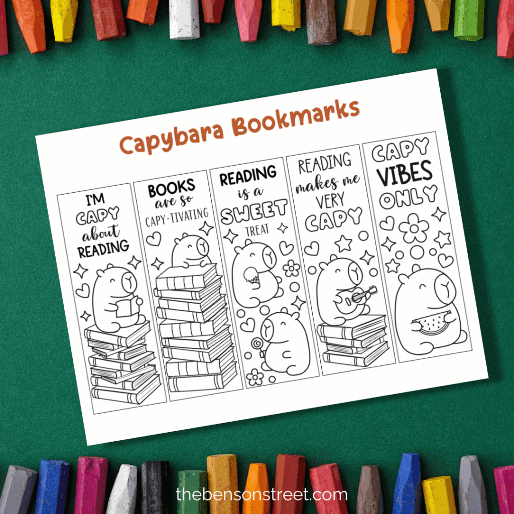 Free Printable capybara bookmarks