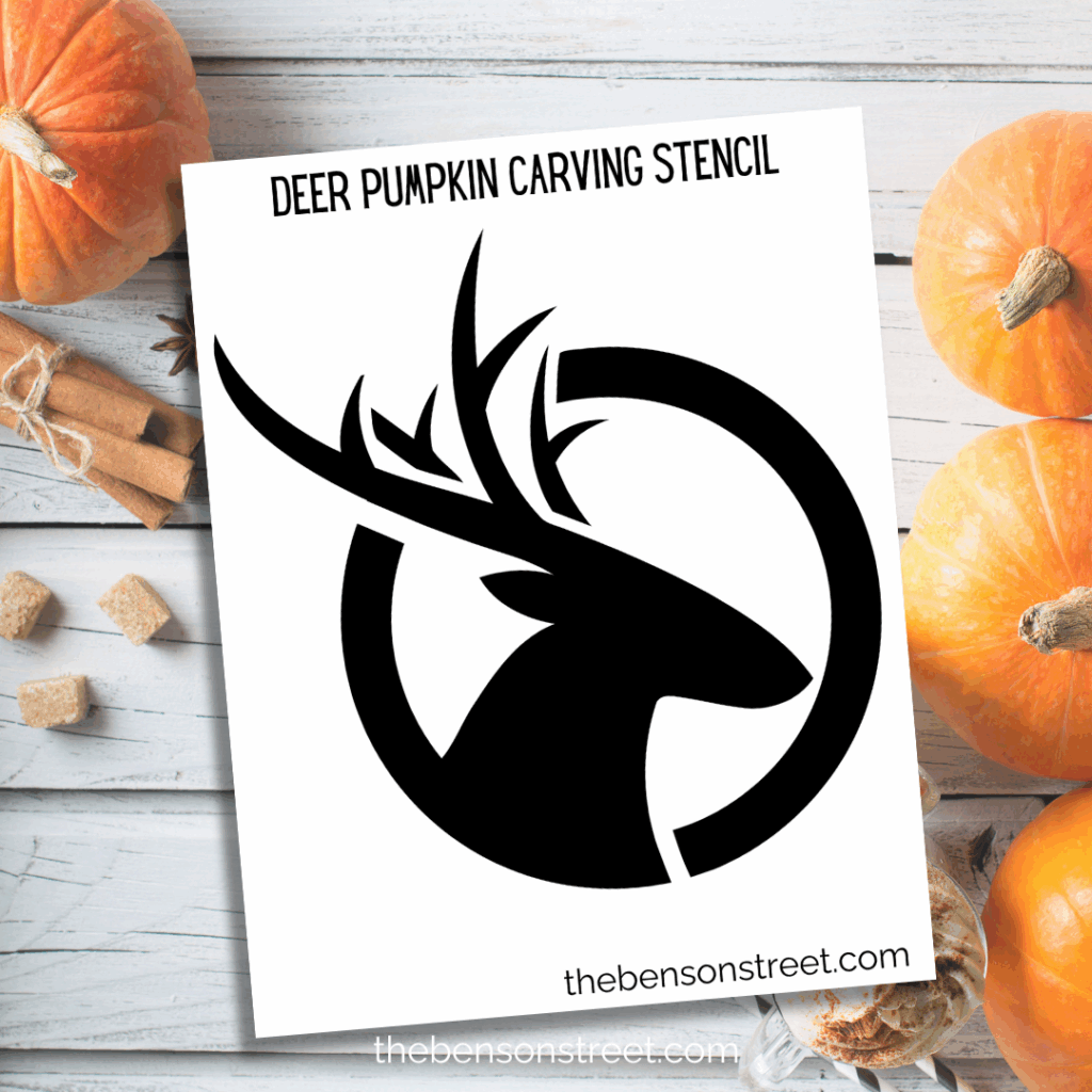 Freebie Deer Buck Pumpkin Carving Stencil template to print for pumpkin carving