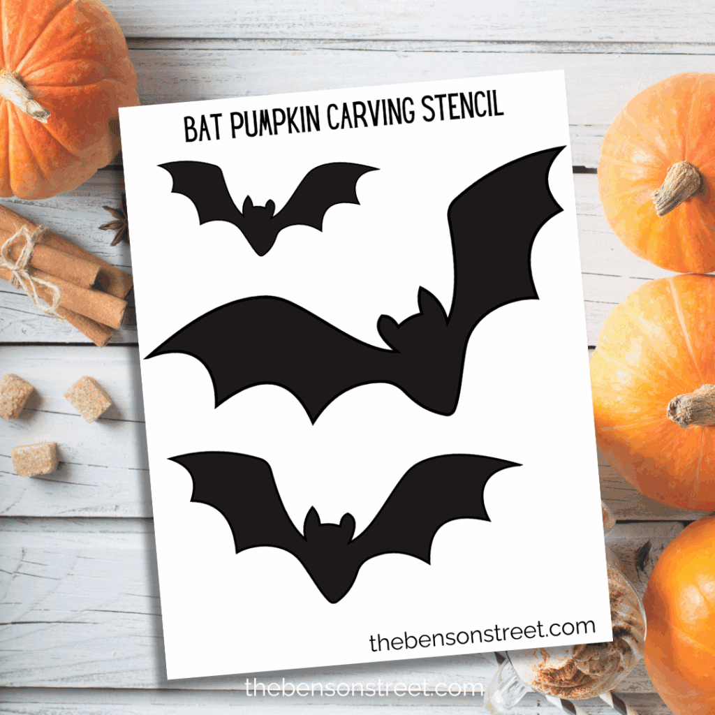 Freebie Flying Bats Pumpkin Carving Stencil template to print for pumpkin carving