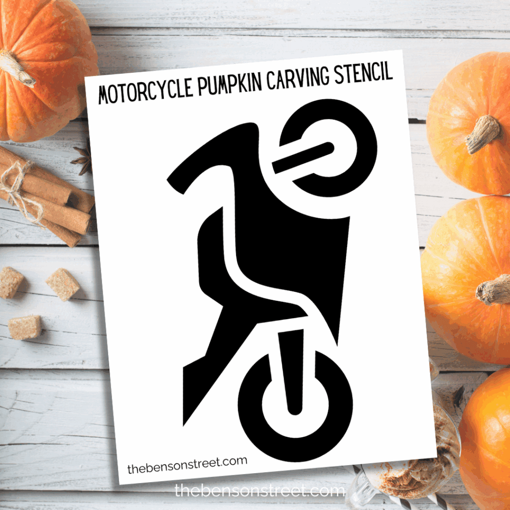 Freebie Motorcycle Pumpkin Carving Stencil template to print for pumpkin carving