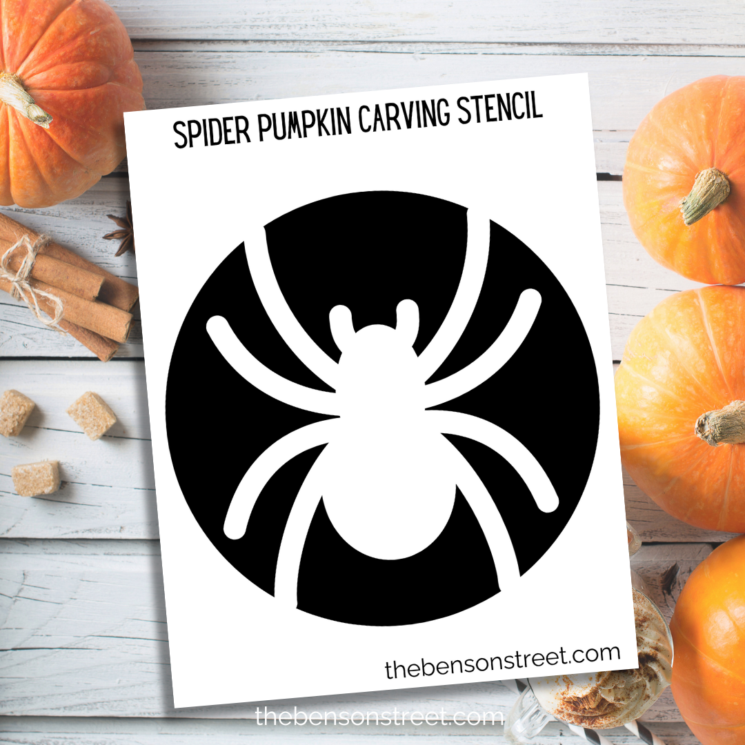 Freebie Spider Pumpkin Carving Stencil template to print for pumpkin carving