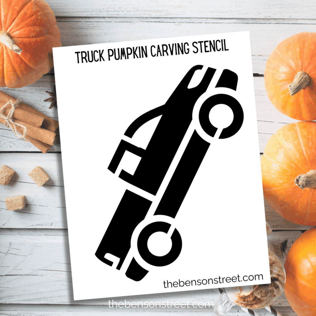Freebie Truck Pumpkin Carving Stencil template to print for pumpkin carving