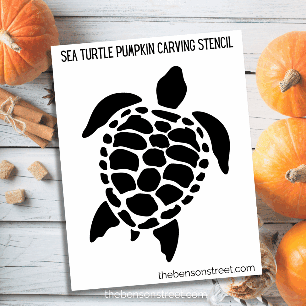 Freebie Turtle Pumpkin Carving Stencil template to print for pumpkin carving