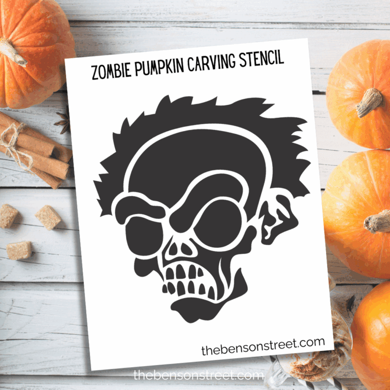 Freebie Zombie Pumpkin Carving Stencil template to print for pumpkin carving