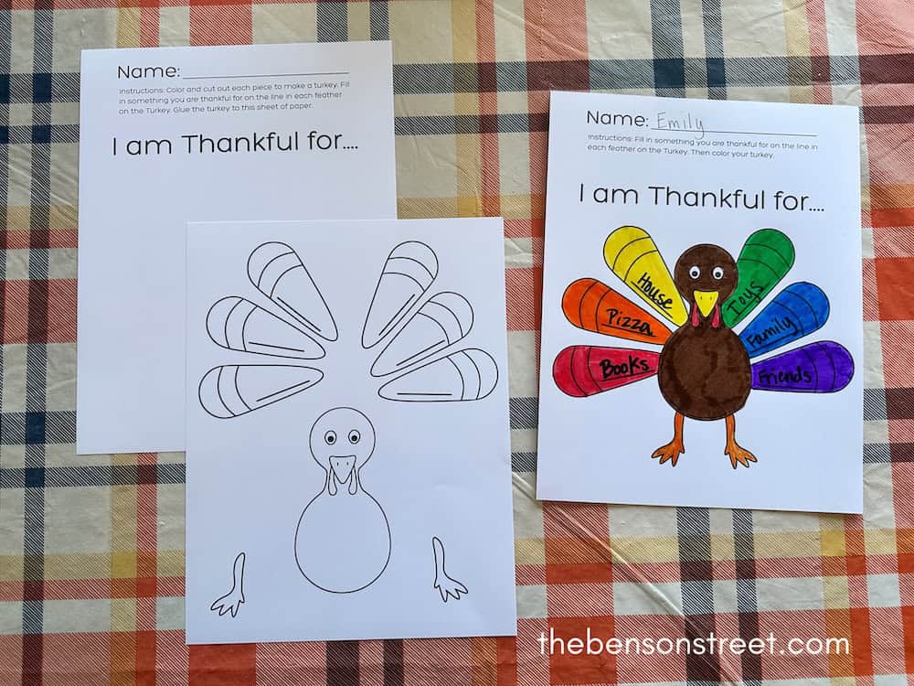 Printable Thanksgiving Thankful Turkey Printable Craft Pages