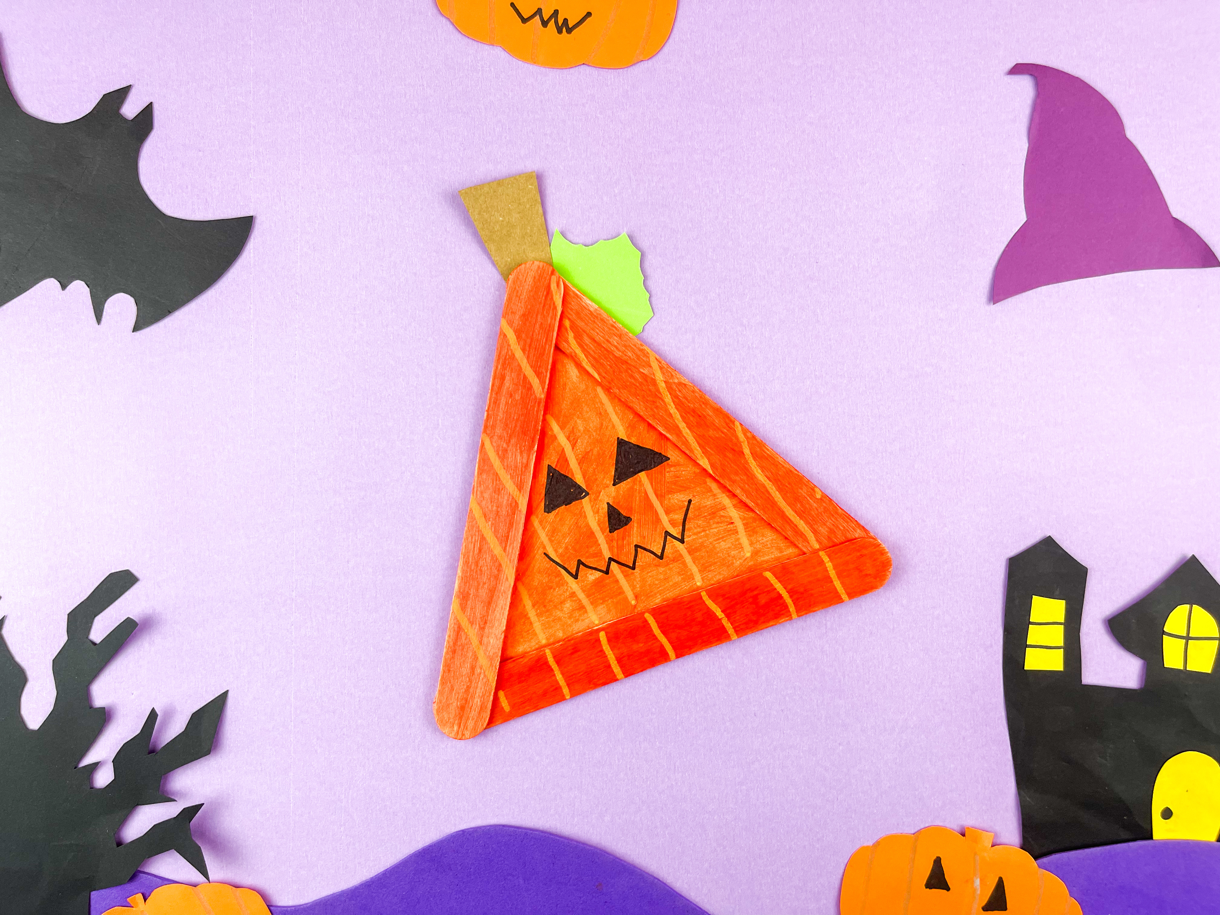 Quick and easy popsicle stick pumpkin craft