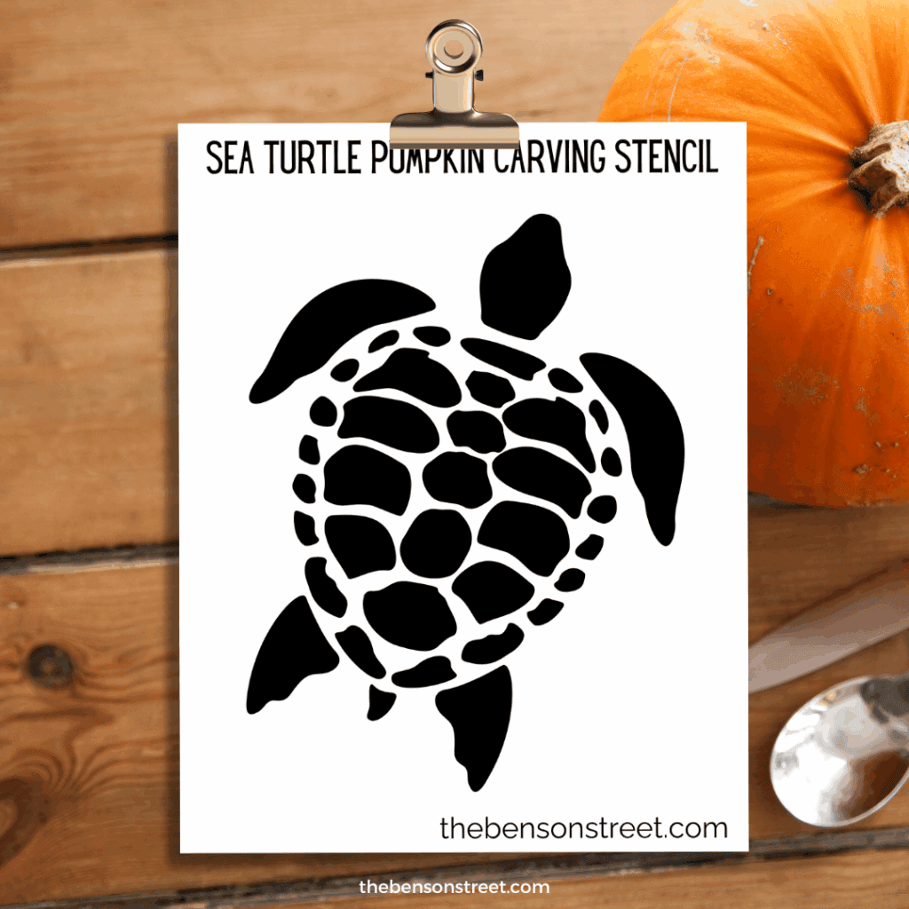 Sea Turtle Free Printable pumpkin carving stencil