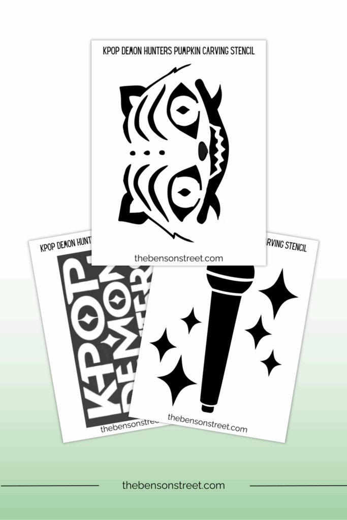 Stencils for carving pumpkins inspired by kpop demon hunters