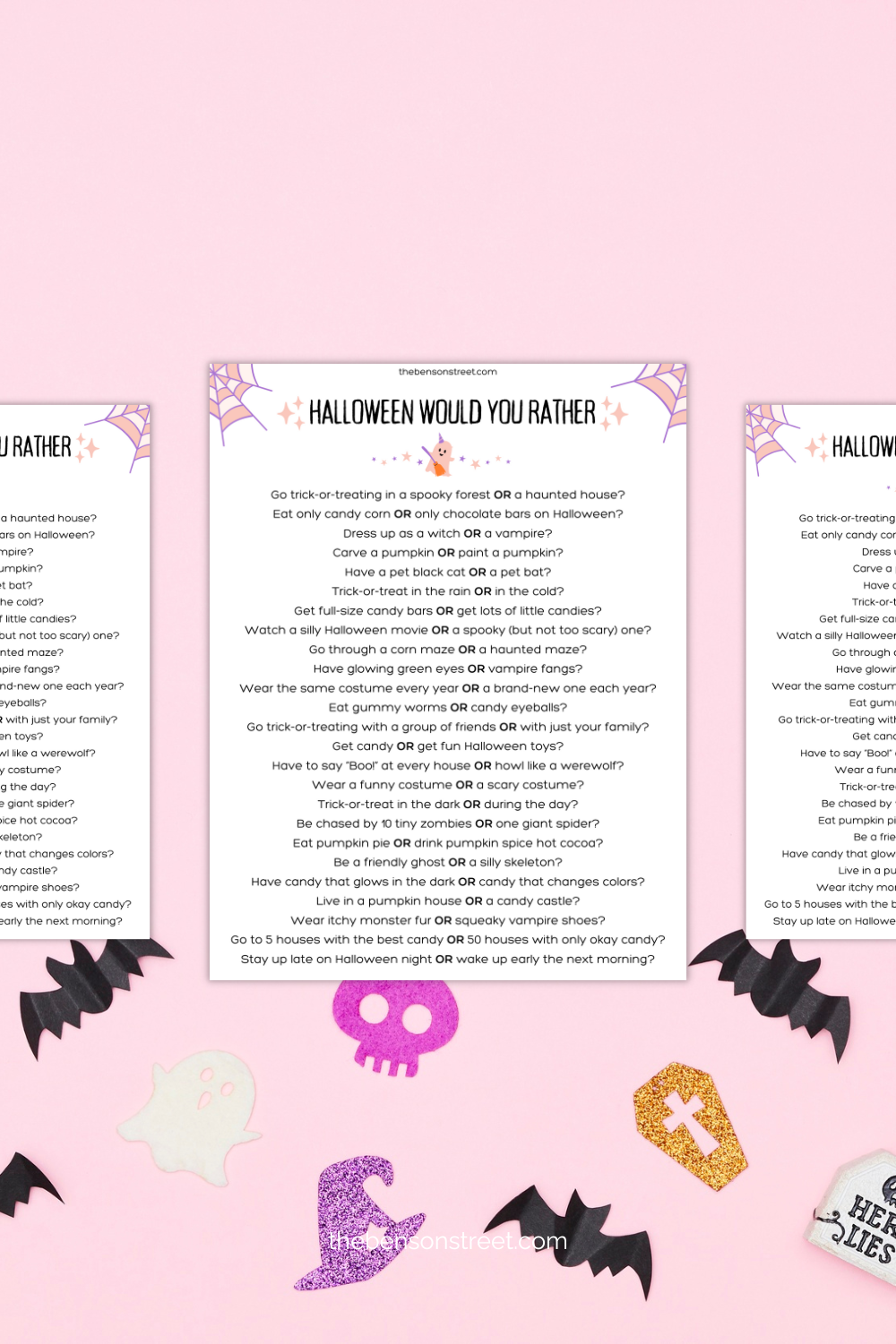 Three pages of questions for kids to ask on halloween to pass time