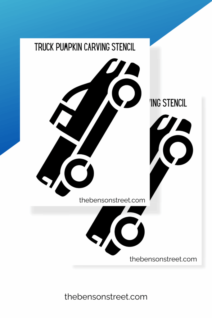 Two sheets of a pumpkin carving stencil with a truck printed on them