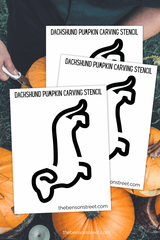 Three sheets in a stack of printable dachshund carving stencils