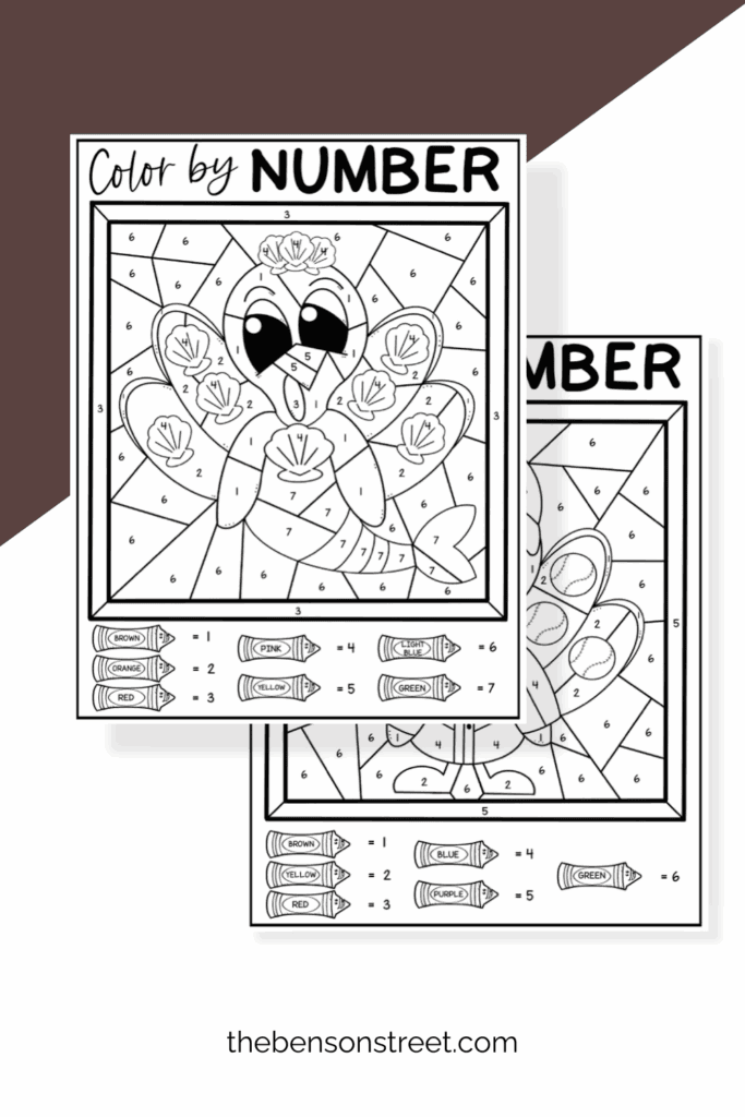 Two different pages of color by number pages for Thanksgiving 