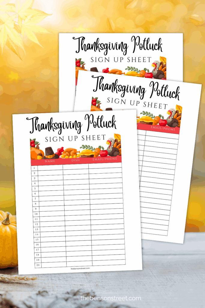 free to print and download thanksgiving potluck sign up sheet