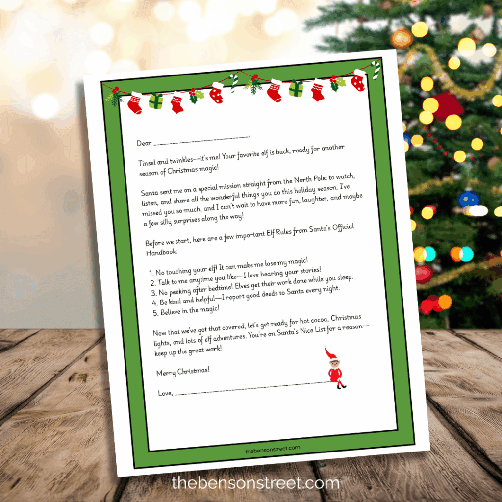 A printable letter for welcoming back your scout elf with a free printable