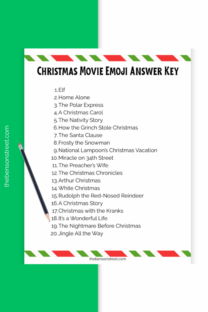 Christmas Movie Emoji Answer Key printable