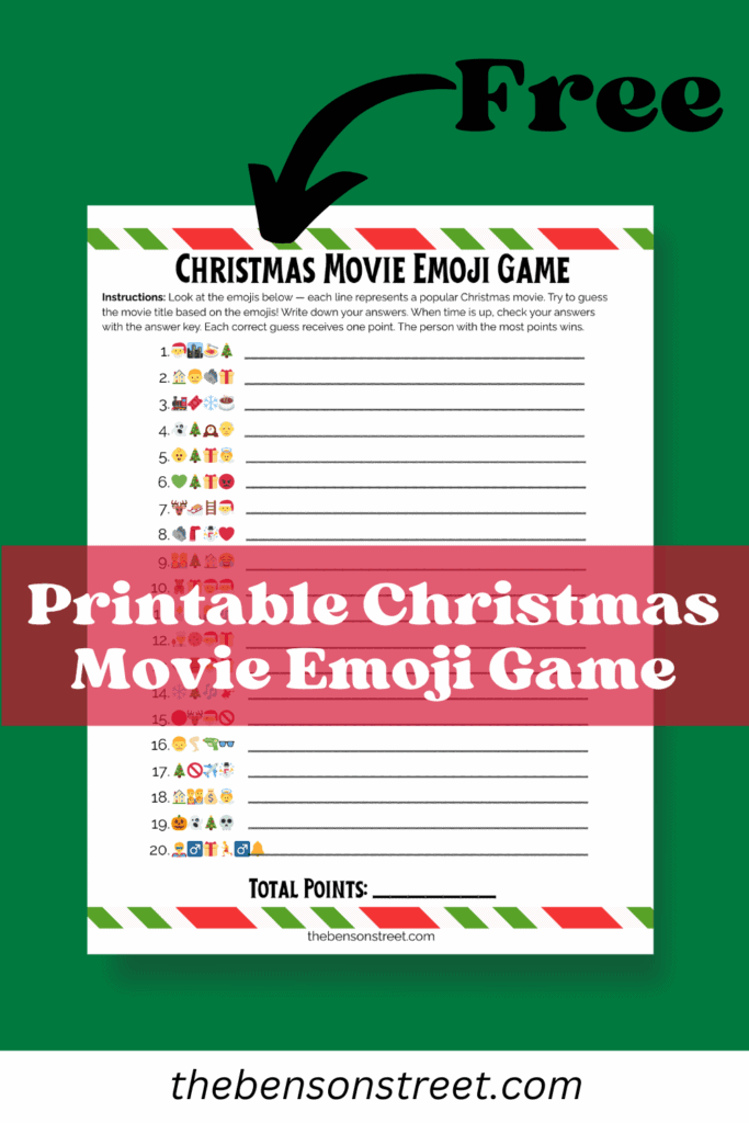 Christmas Movie Emoji Game Printable with answer key