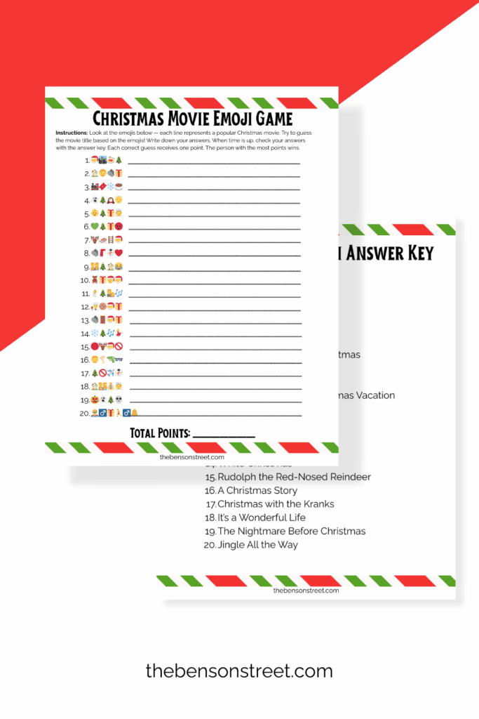 Christmas movie guessing game with answer key