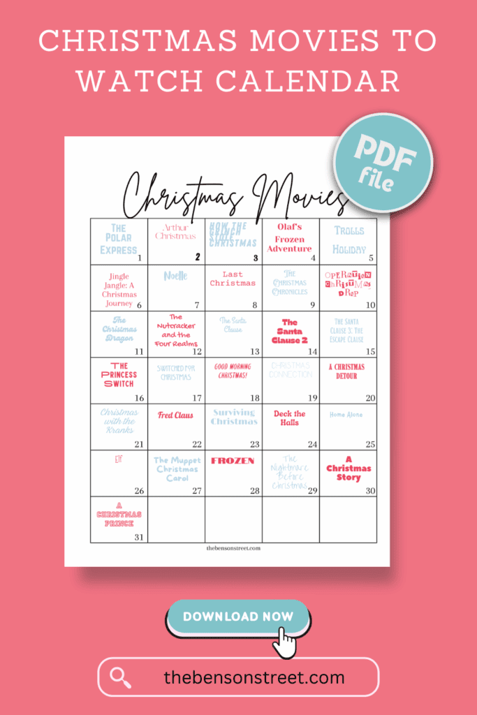 Christmas movies to watch calendar pdf file