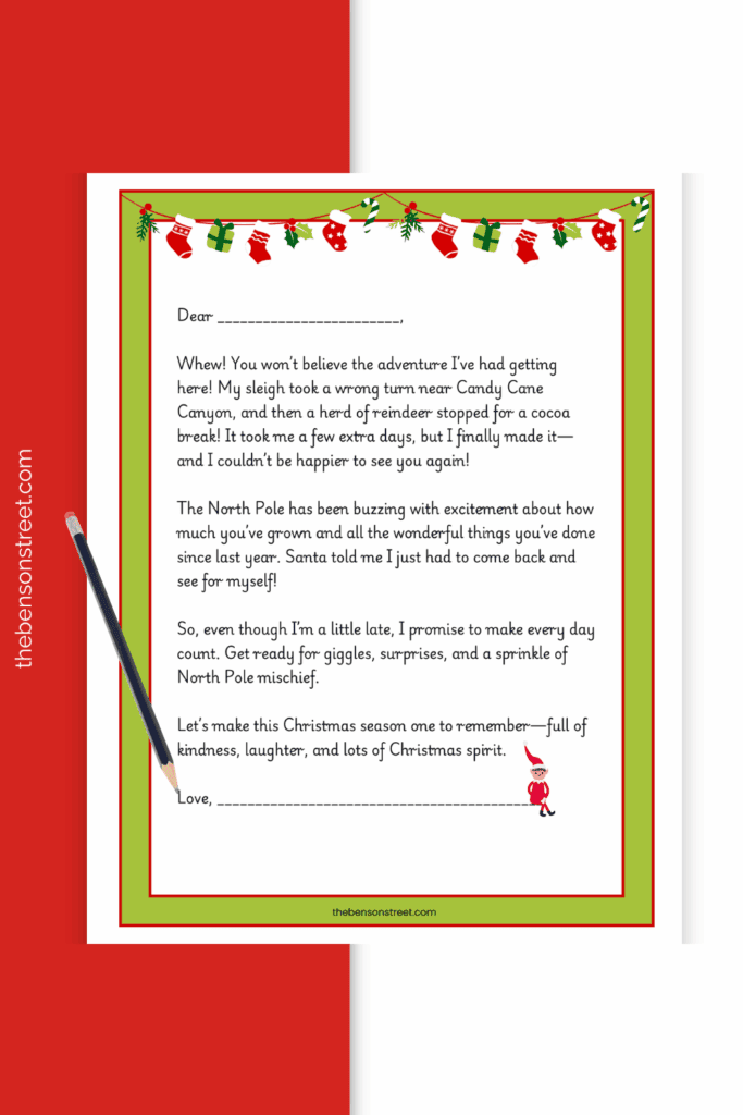 Cute letter from an elf about a late arrival free to print