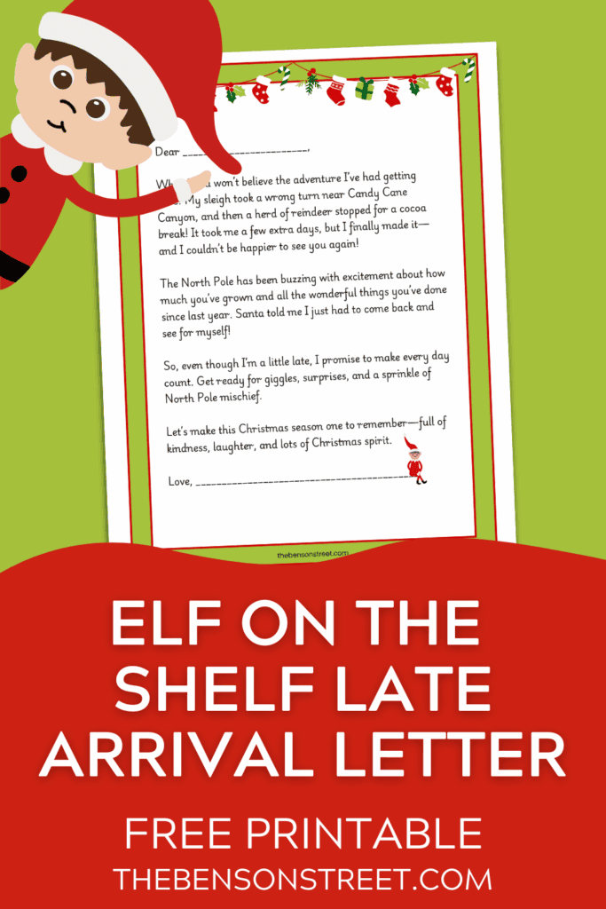 Elf on the shelf late arrival letter free printable
