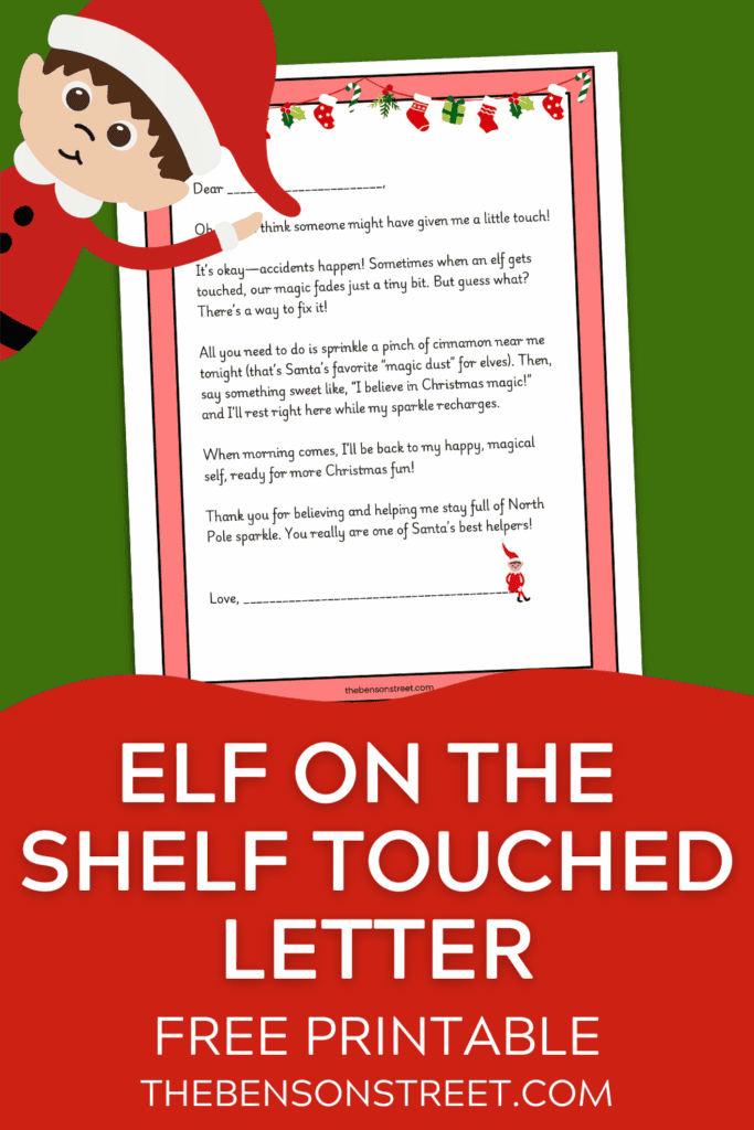 Elf on the shelf touched letter free printable