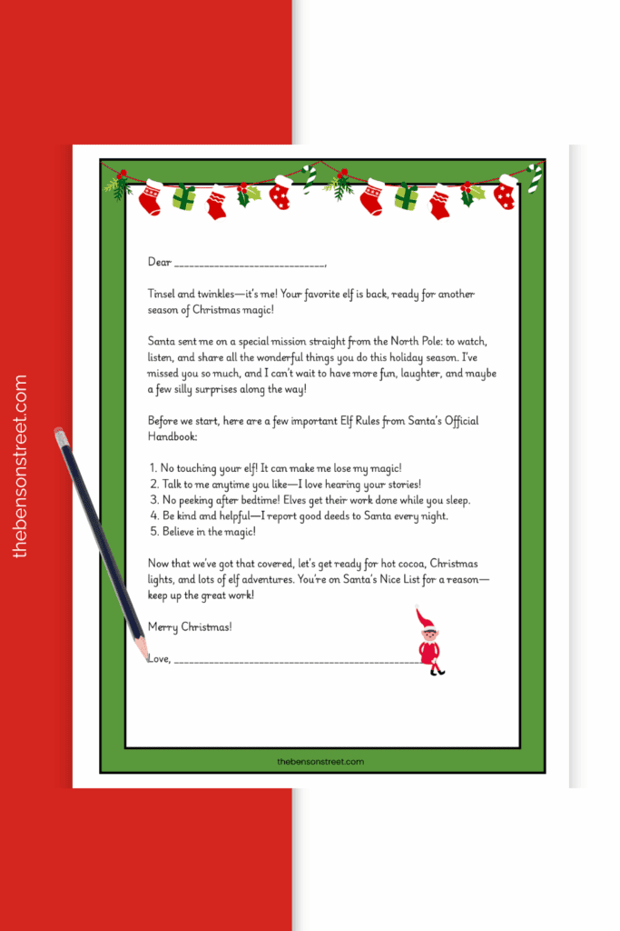 Fill in names after printing and set out with your elf on the shelf