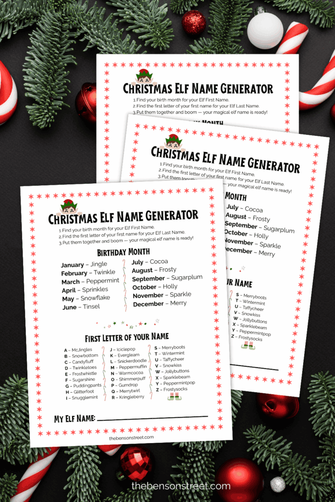 Find everyone's christmas elf name with this free printable