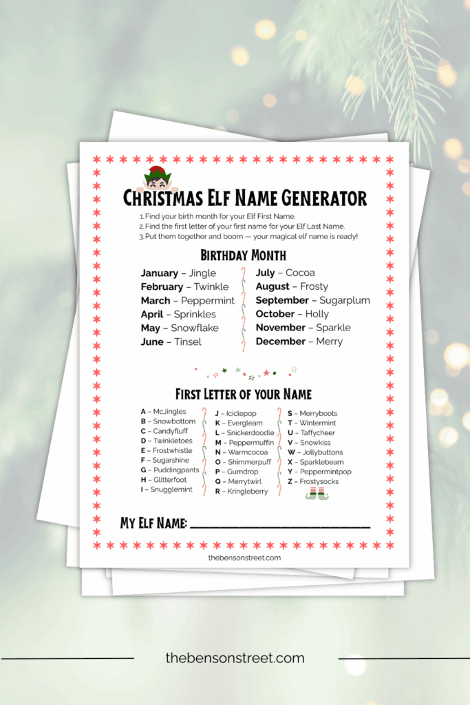 Find your elf name with a simple generator to print off