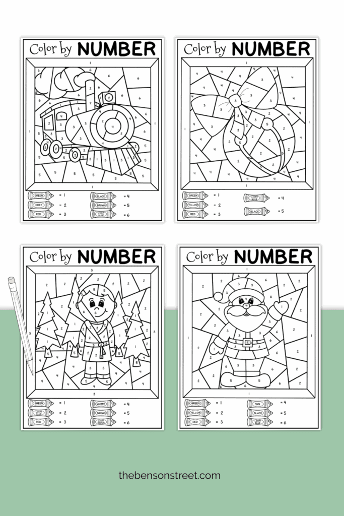 Four different polar express coloring pages