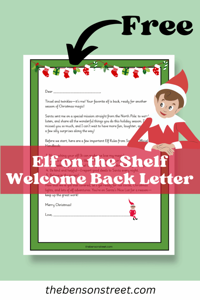 Free Elf on the Shelf Welcome Back Letter Printable