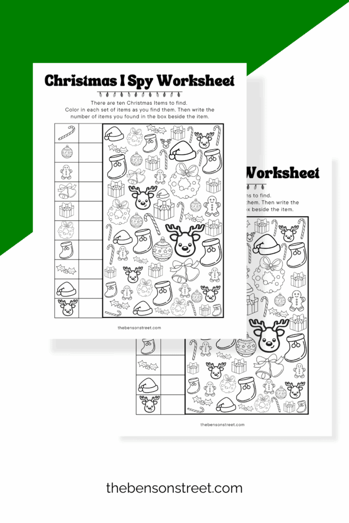 Keep kids busy & happy with this free Christmas ISpy printable! A fun count & color activity that helps kids find festive items & stay entertained. Download now.