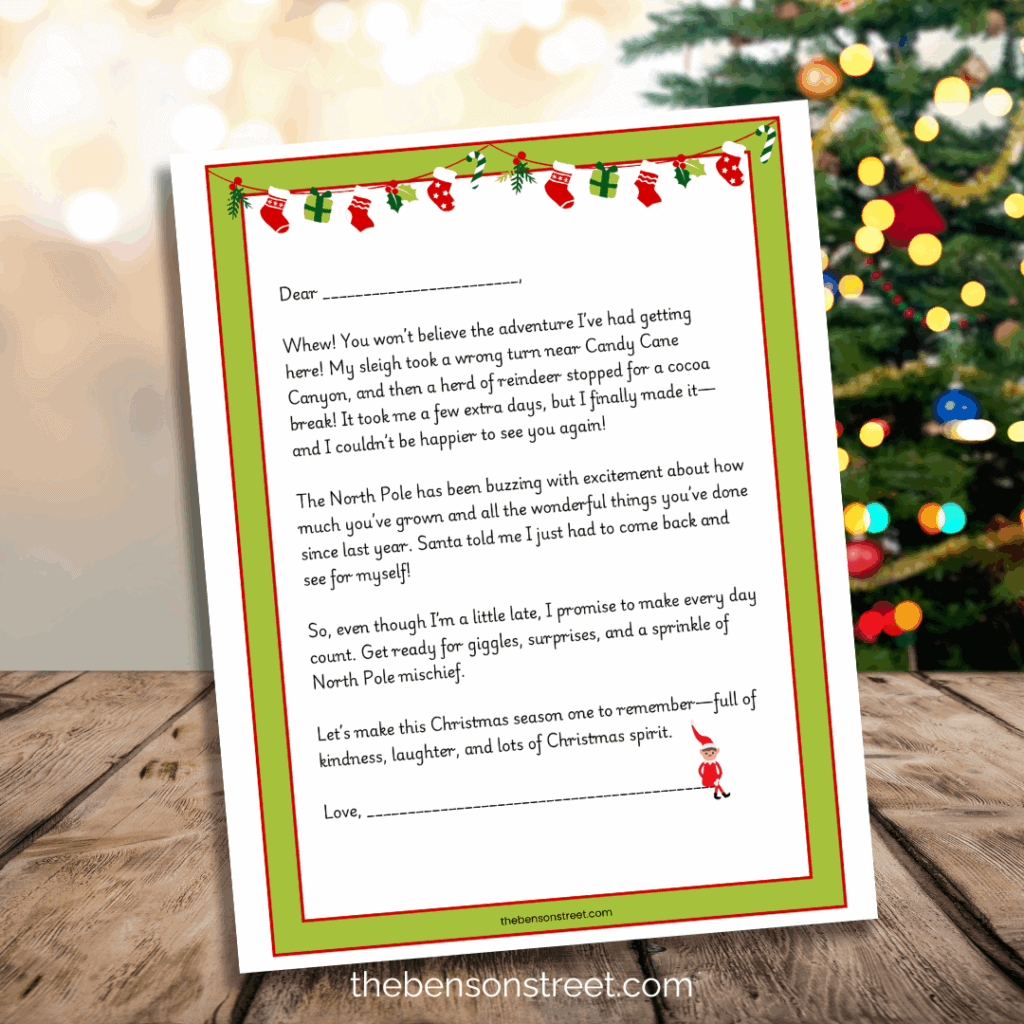 If your elf is late set out this free printable late arrival note from your elf