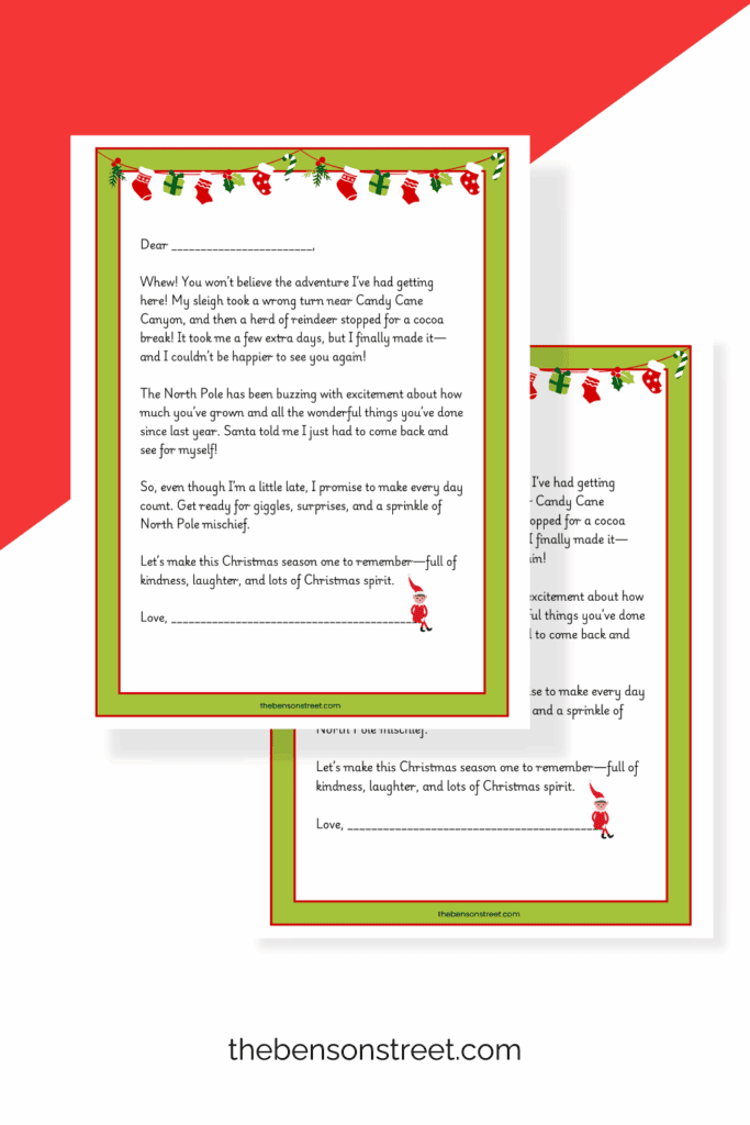 If your elf is late use this free printable letter