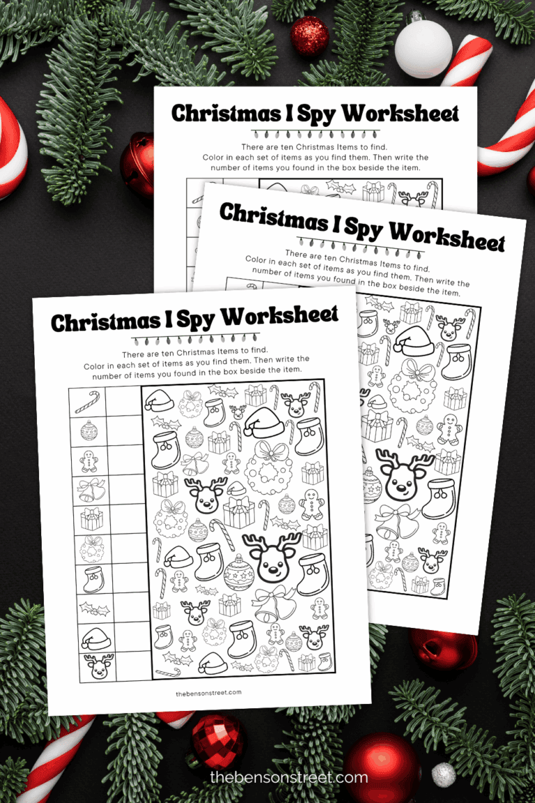 Kids Christmas activity page to color in and find images