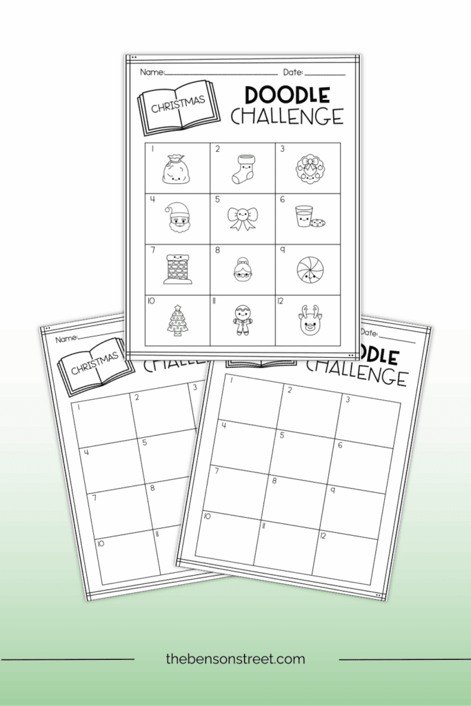 Learn how to draw christmas items with a christmas doodle challenge free printable